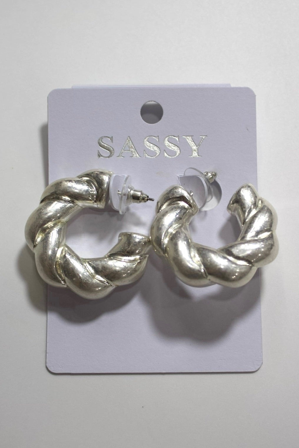 Silver Twist Hoops