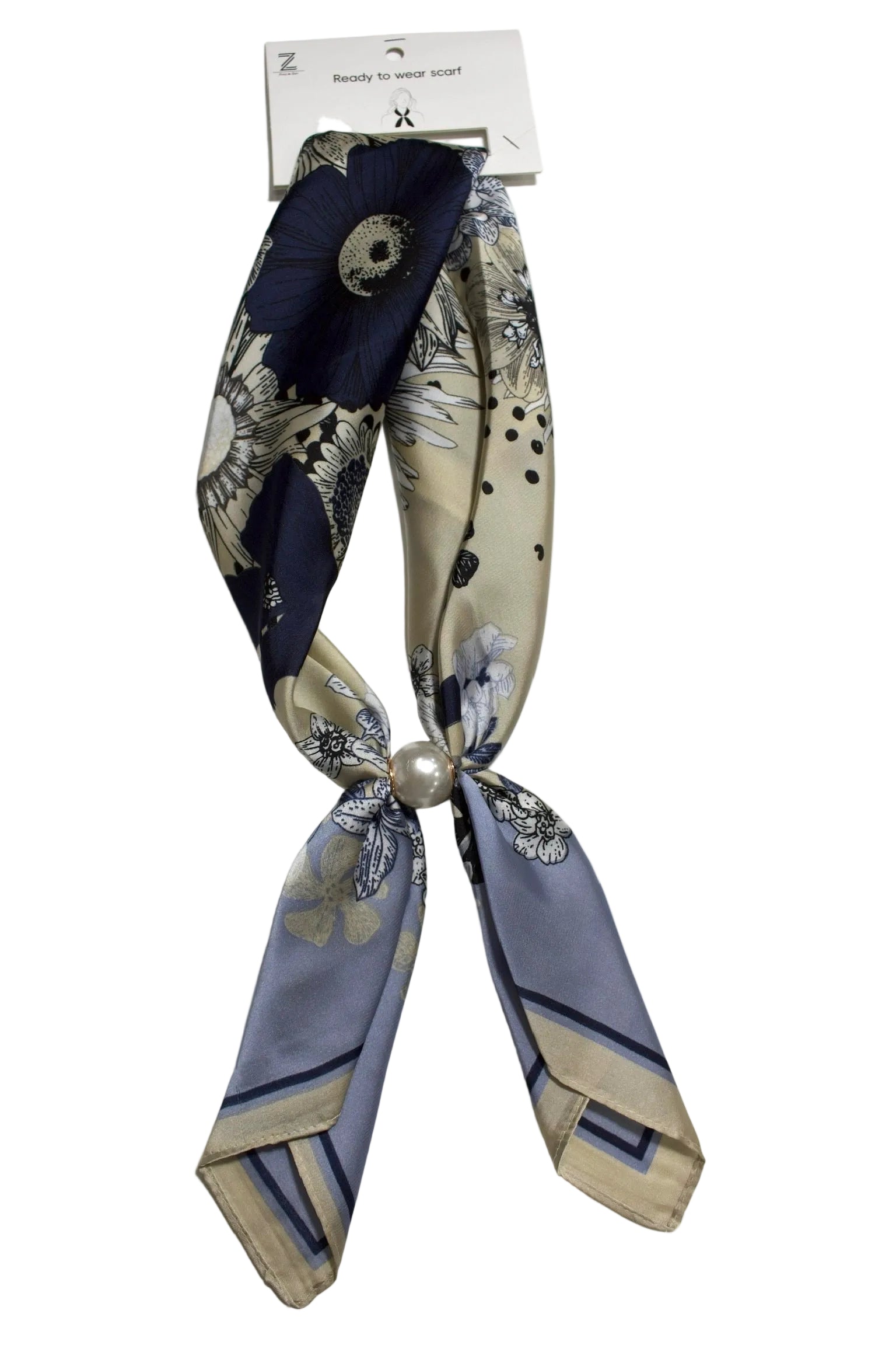 Blue Floral Pearl Snap